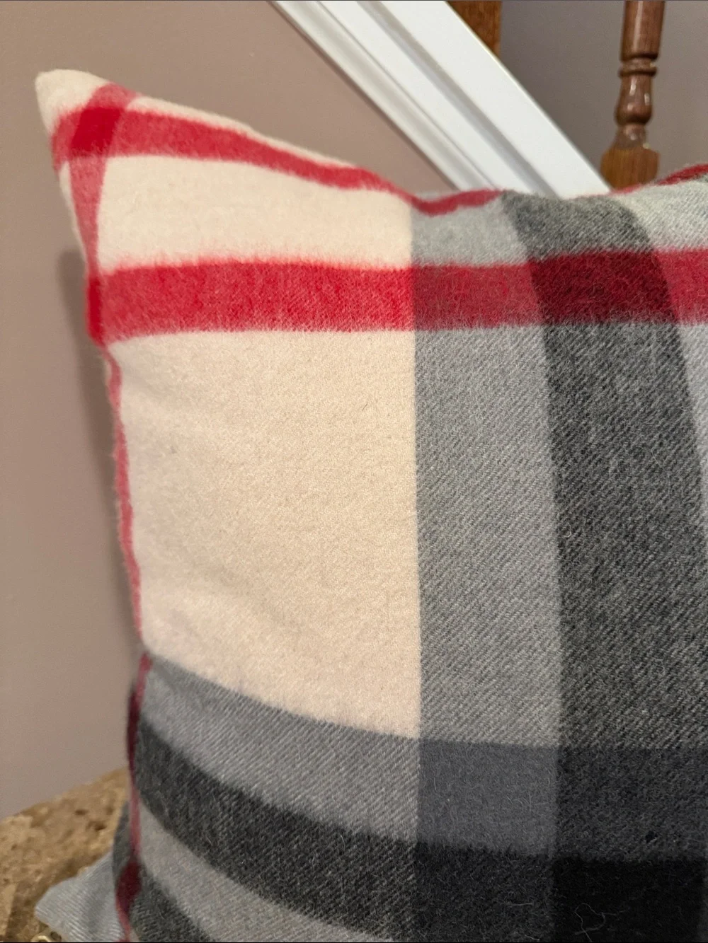 Williams Sonoma Plaid 100% Lambswool Accent Pillow Cover, 22” x 22”